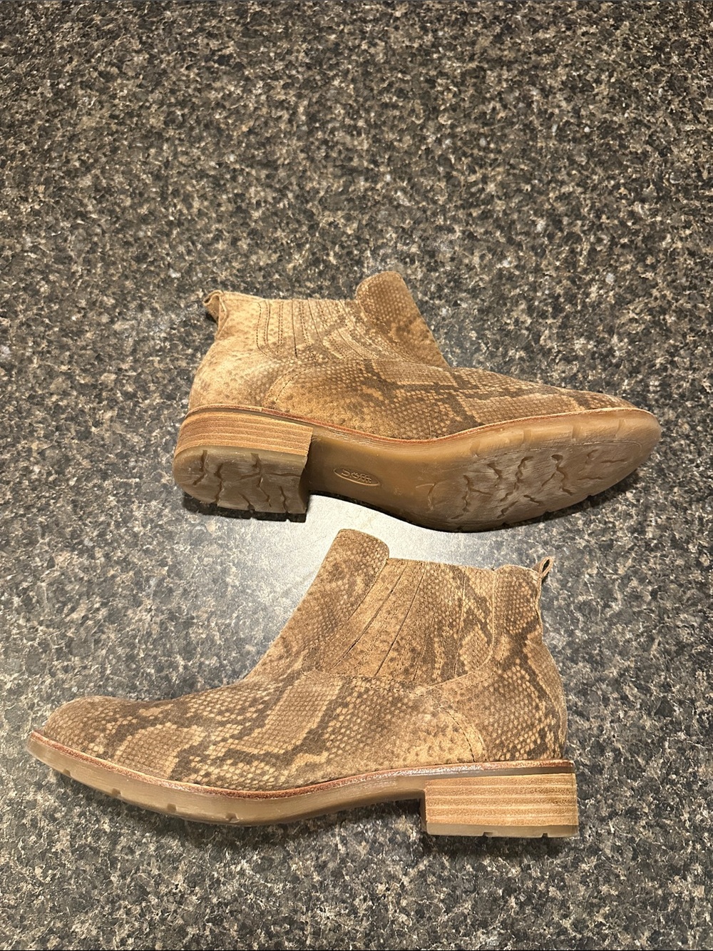 Sofft Tan Snake-Print Booties